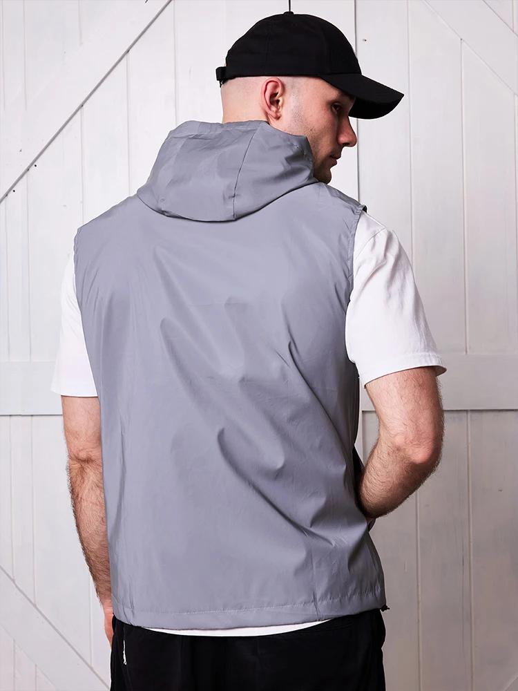 Gilet réfléchissant de nuit pour hommes, à capuche fine, mode décontractée, course en plein air, dan