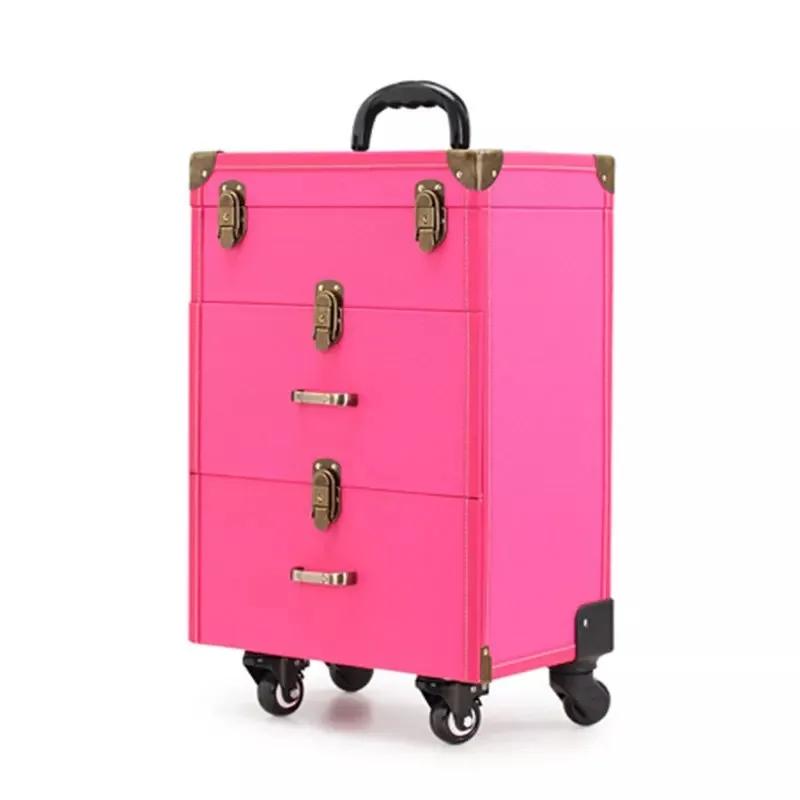 Valise à cosmétiques à roulettes, chariot de beauté, commode de maquillage, valise à roulettes, gran