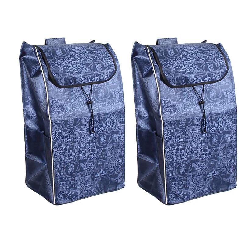 Sac de rangement 72l pour chariot de courses, sac de remplacement avec poches latérales, sac de rang