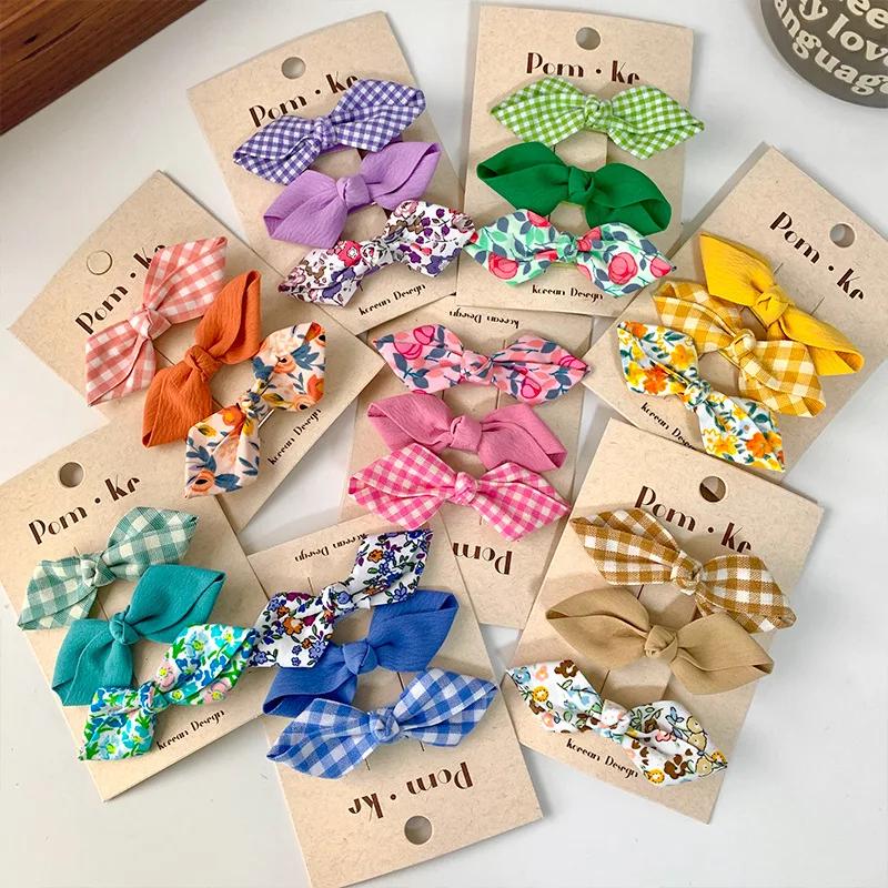 Ensemble d'épingles à cheveux pour bébés filles, nœuds mignons, frange florale à carreaux, pince à c