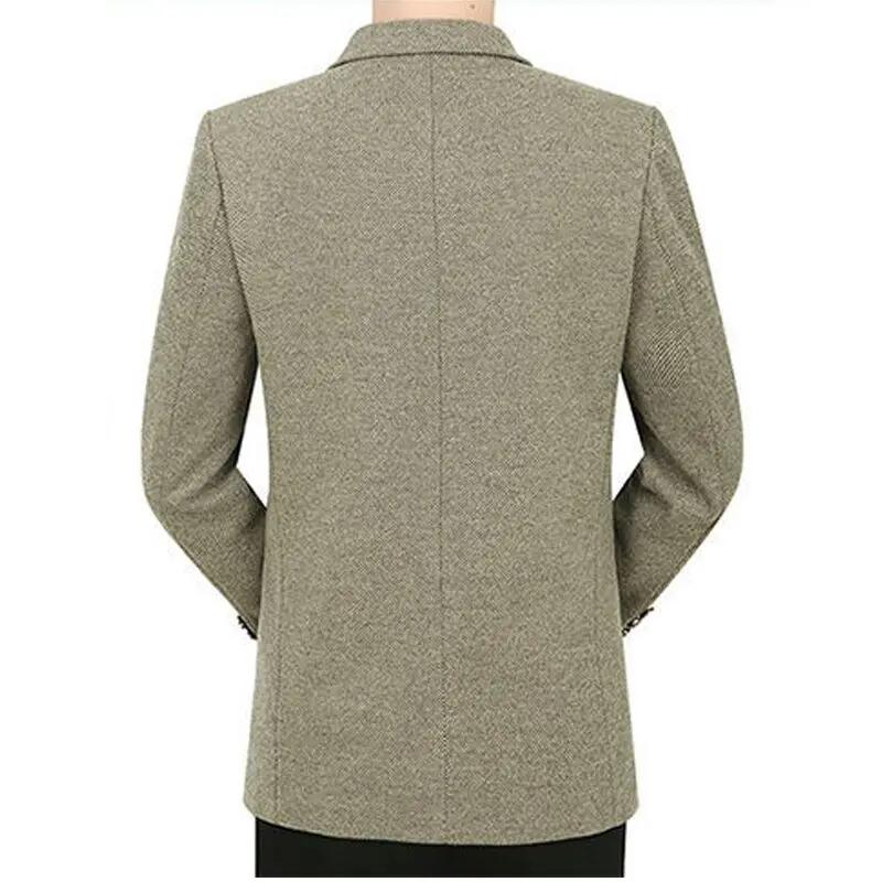 Nouvelle Collection Printemps – Blazer Décontracté en Laine Mélangée pour Homme d'Âge Moyen – Veste