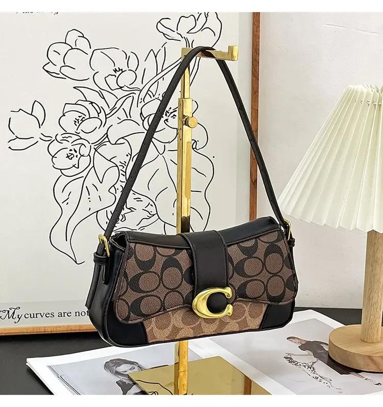 Nouveau Sac à Bandoulière Rétro Monogramme 2026 pour Femme en Cuir PU Colorblock Tendance - Sac Croi