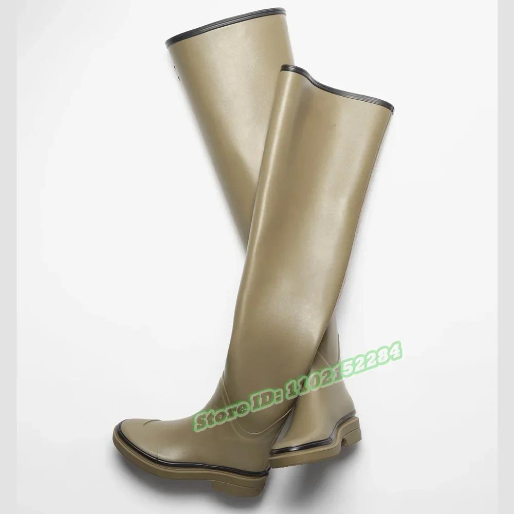 Bottes en cuir véritable à enfiler pour femmes, semelle optique, cuissardes rondes, Parker, talons é