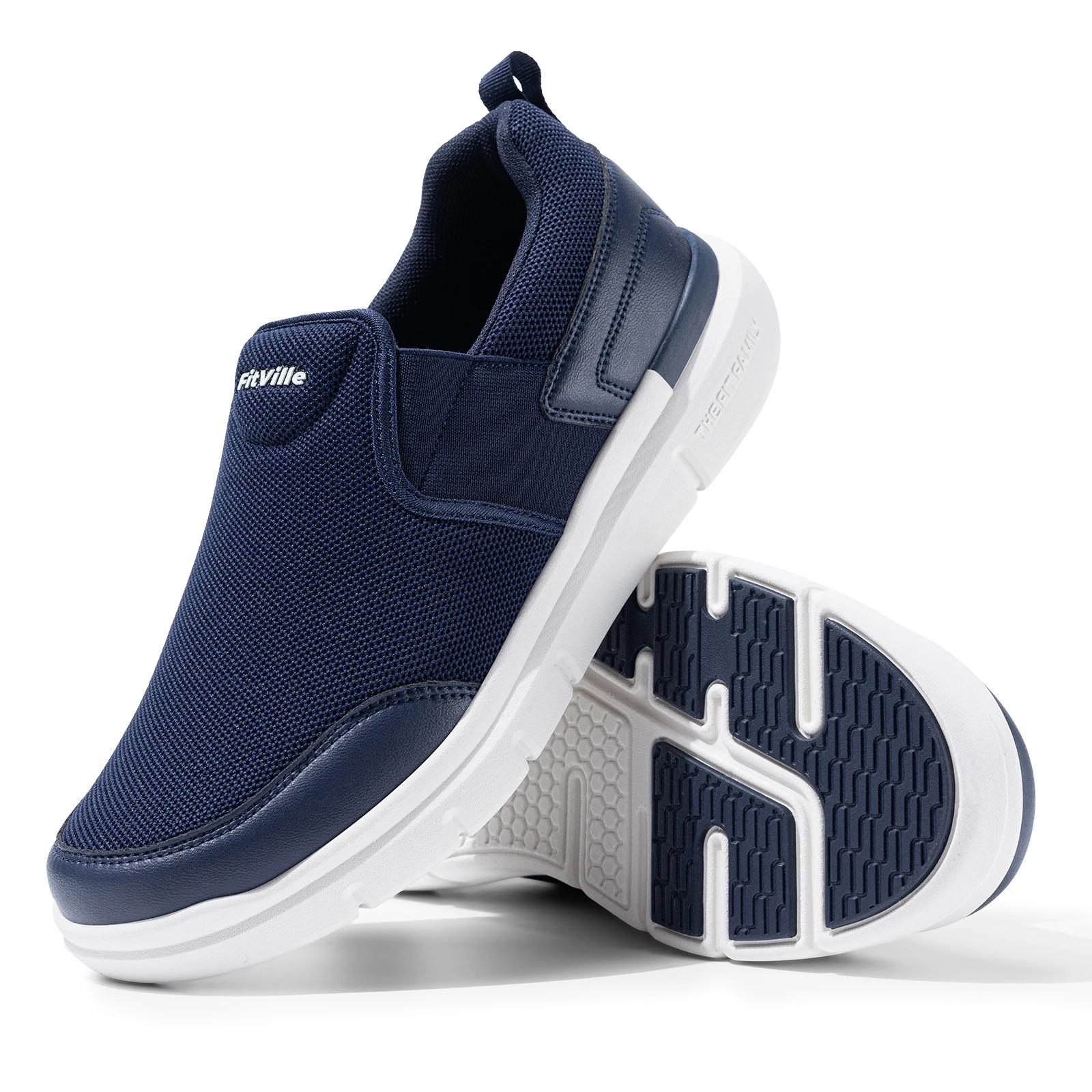 FitVille chaussures de marche pour hommes chaussures de fasciite plantaire Extra larges légères pour