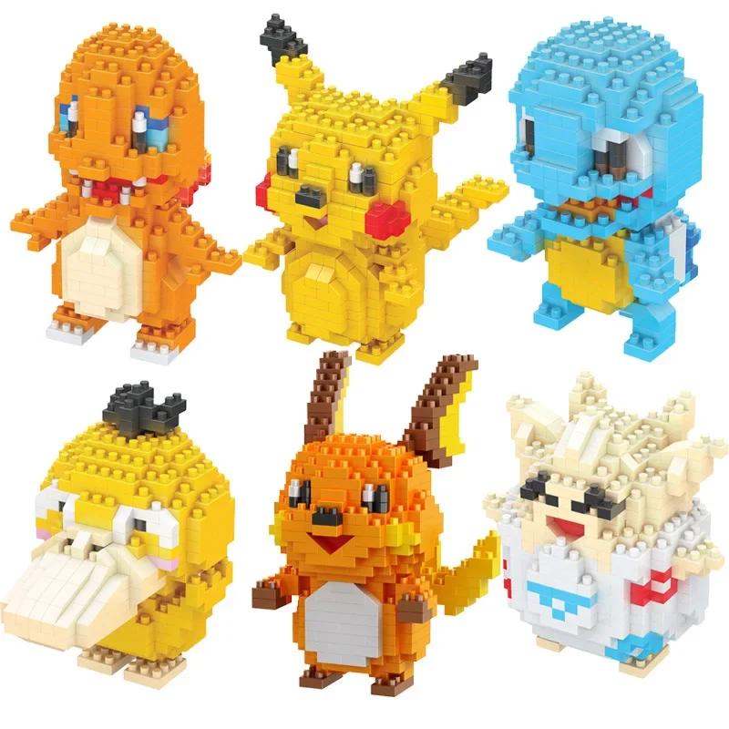 Mini blocs de construction Pokémon, figurines de dessin animé, Pikachu, Dracaufeu, Évoli, Mewtwo, jo