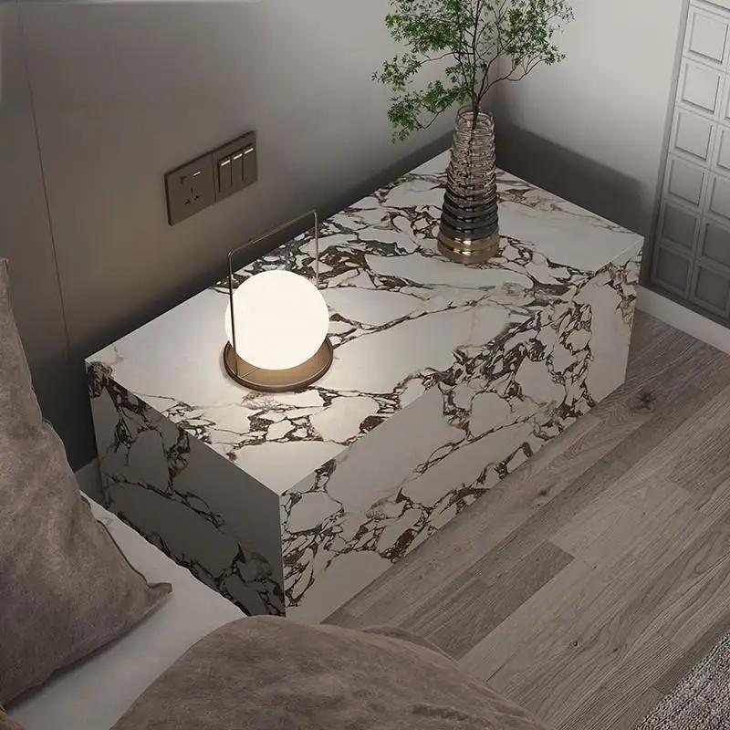 Table de chevet moderne minimaliste de luxe en ardoise avec tiroirs de rangement, meubles de chambre