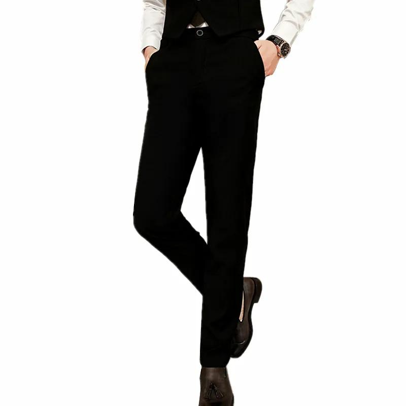 3 pièces noires à col montant pour hommes, veste blazer et gilet pour fête de mariage avec pantalon,