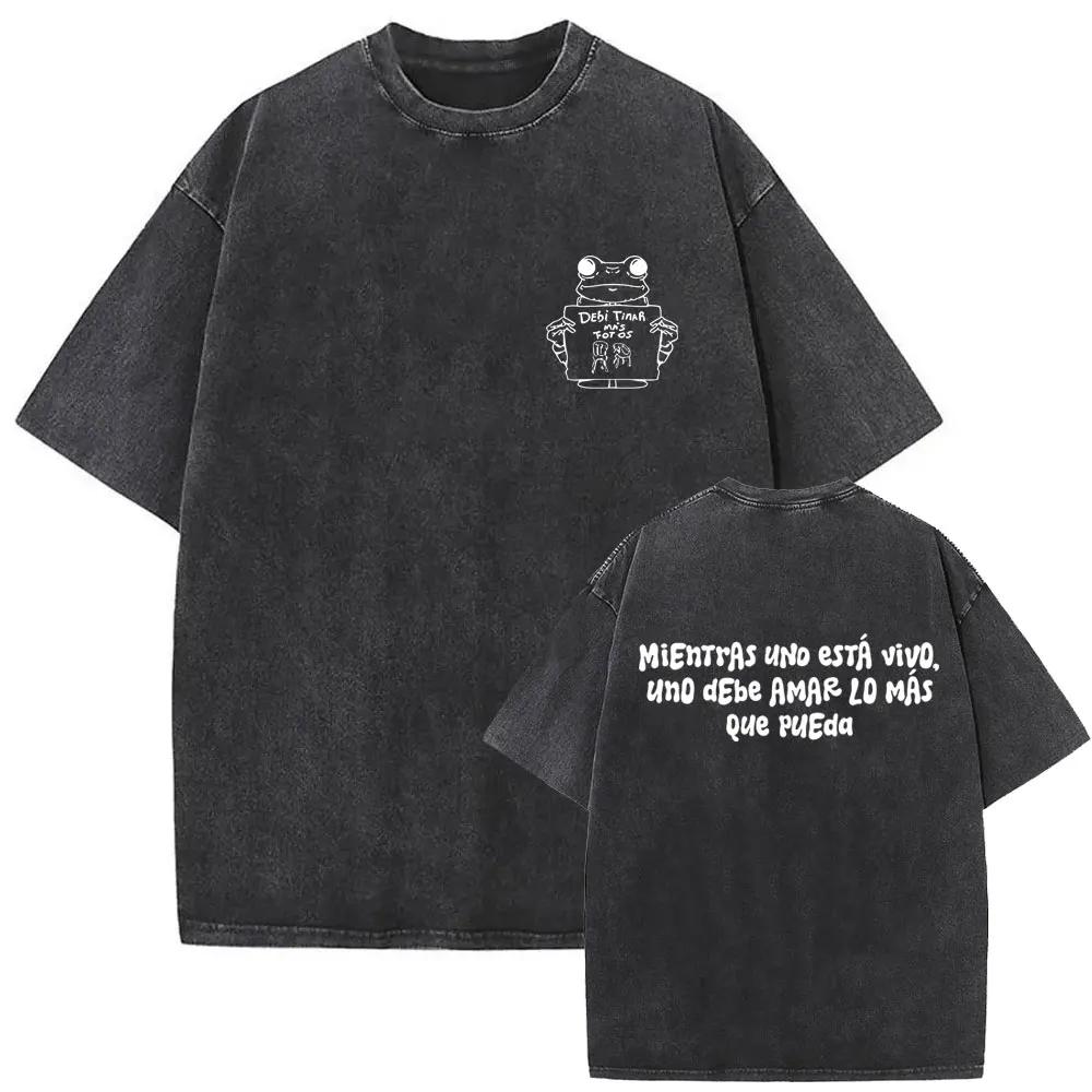 T-shirt vintage délavé Rapper Bad Bunny Debi Tirar Mas Fotos DTMF World Tour 2026 – T-shirts mode Hi