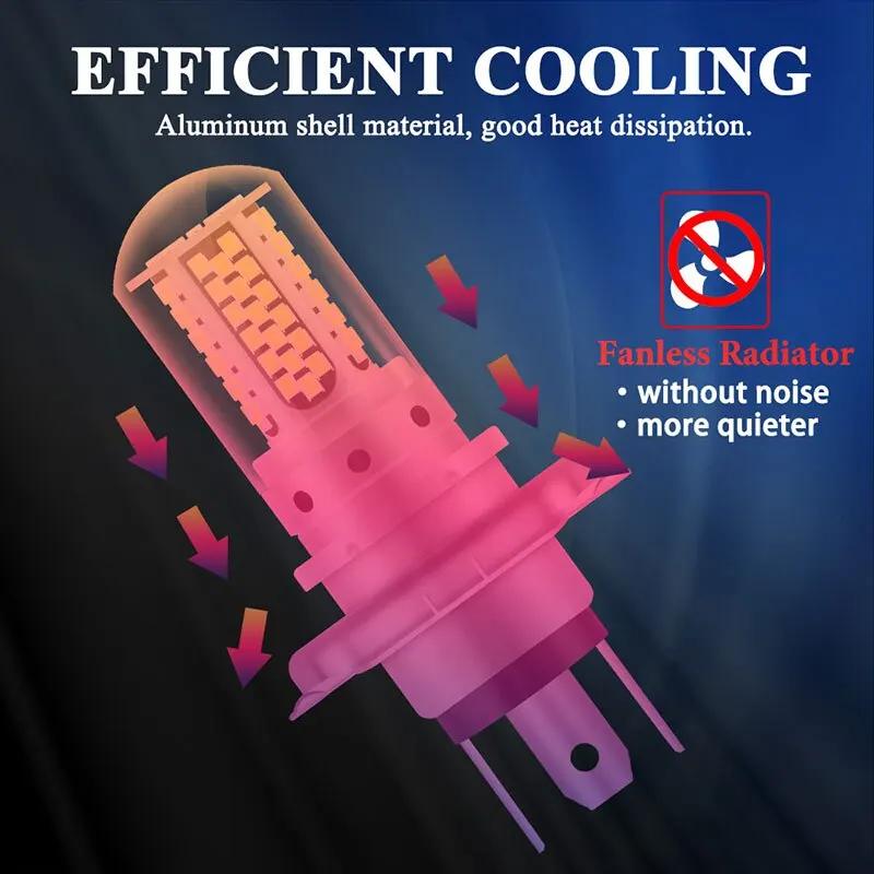 Lumière de sauna de moto, H4, Moto, H6, BA20D, P15D, Lampe, 12V, 6000K, Puces, LED, Super Lumineux,