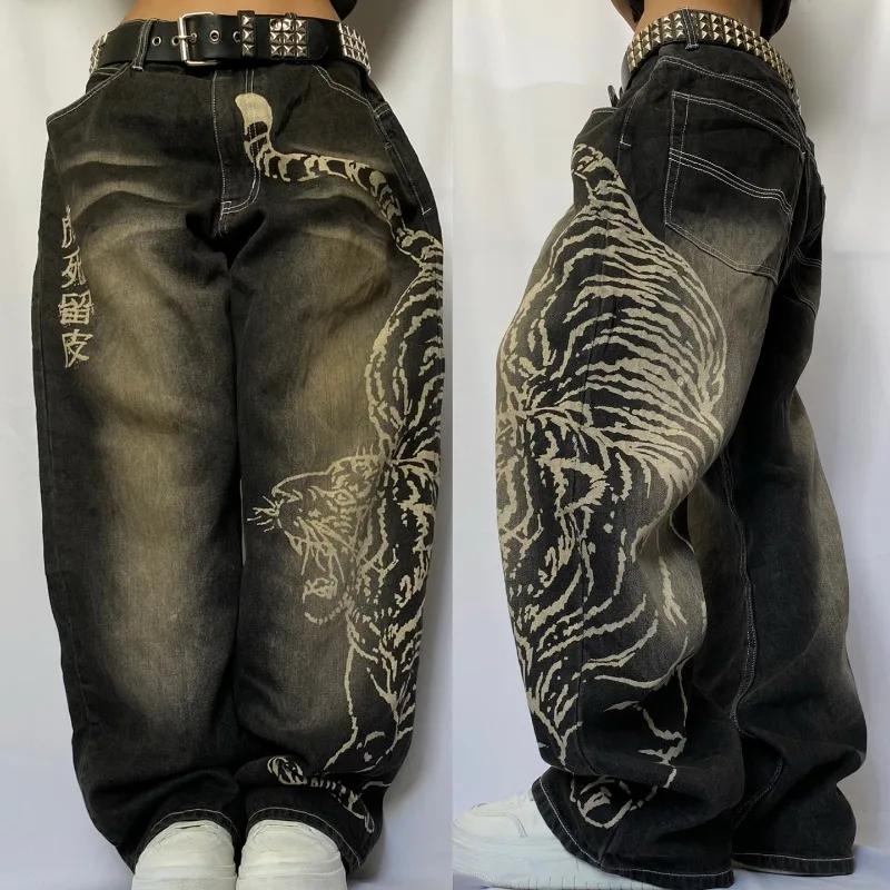 Jean Baggy pour hommes, nouveau modèle surdimensionné imprimé, Y2K Street Vintage Rock décontracté,