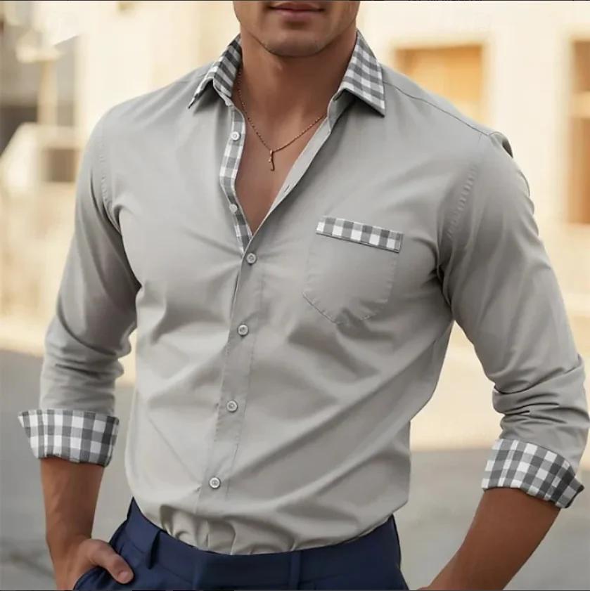 Chemise à manches longues pour homme, tendance, nouvelle, imprimée en 3D avec un motif à carreaux, a