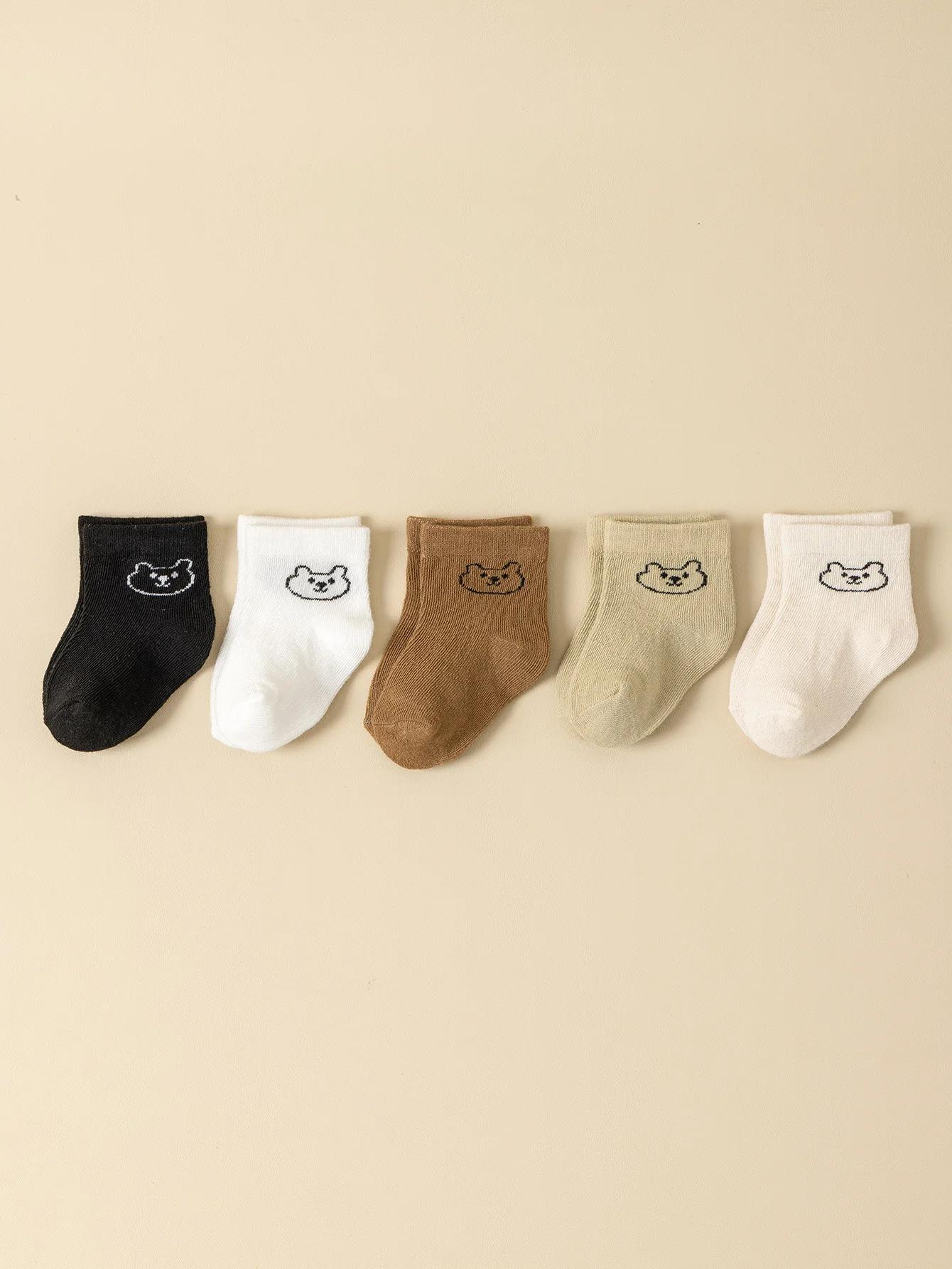 5 paires de chaussettes pour bébé, couleur unie, douces et confortables, blanches, mi-mollet, pour l