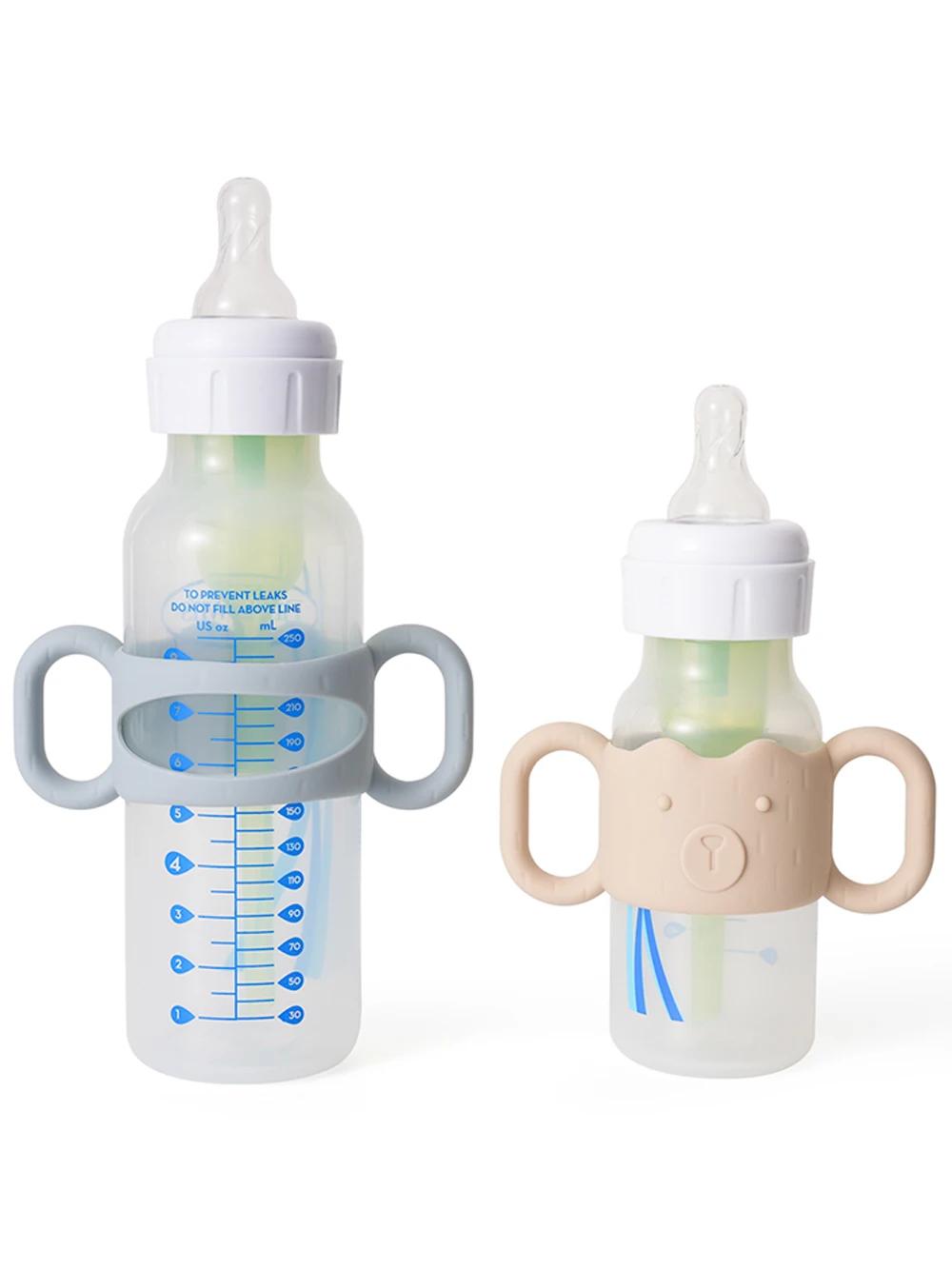 Poignées de biberon en Silicone, porte-biberon en paille étroit, aide à tenir la biberon, ajustement