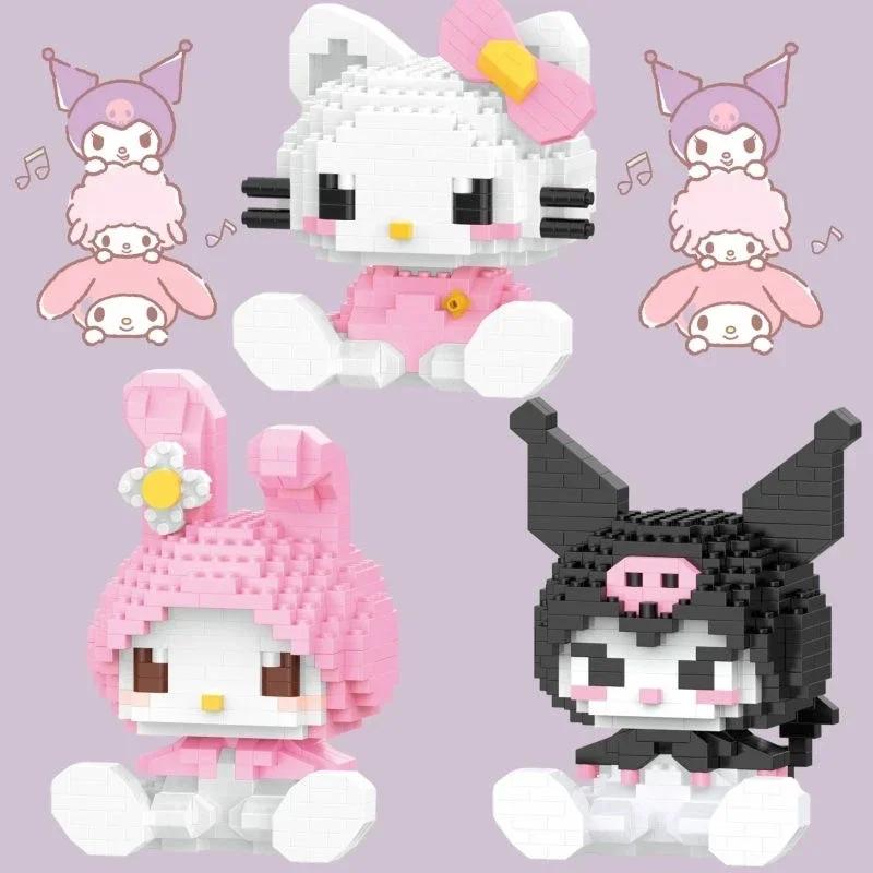KEEPPLEY Sanrio Anime Hello Kitty My Melody Cinnamoroll Pompompurin Kuromi Blocs de construction pou