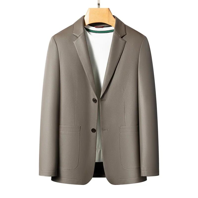 Vestes en cuir de printemps et d'automne, costumes en cuir décontractés, vestes en cuir pour hommes,