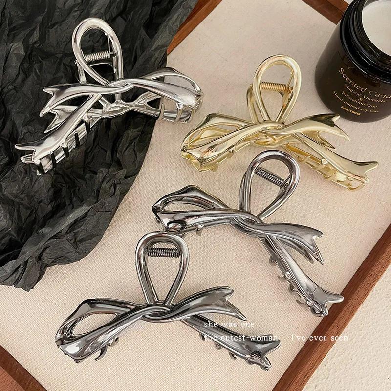 Pince à cheveux en métal punk pour optique, liquide, motif irrégulier, barrettes, accessoire antidér