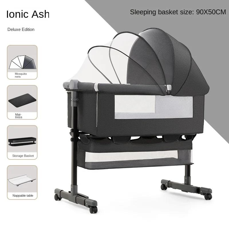 Moustiquaire multifonctionnelle pour berceau de bébé, grand sac de rangement, lit réglable en hauteu