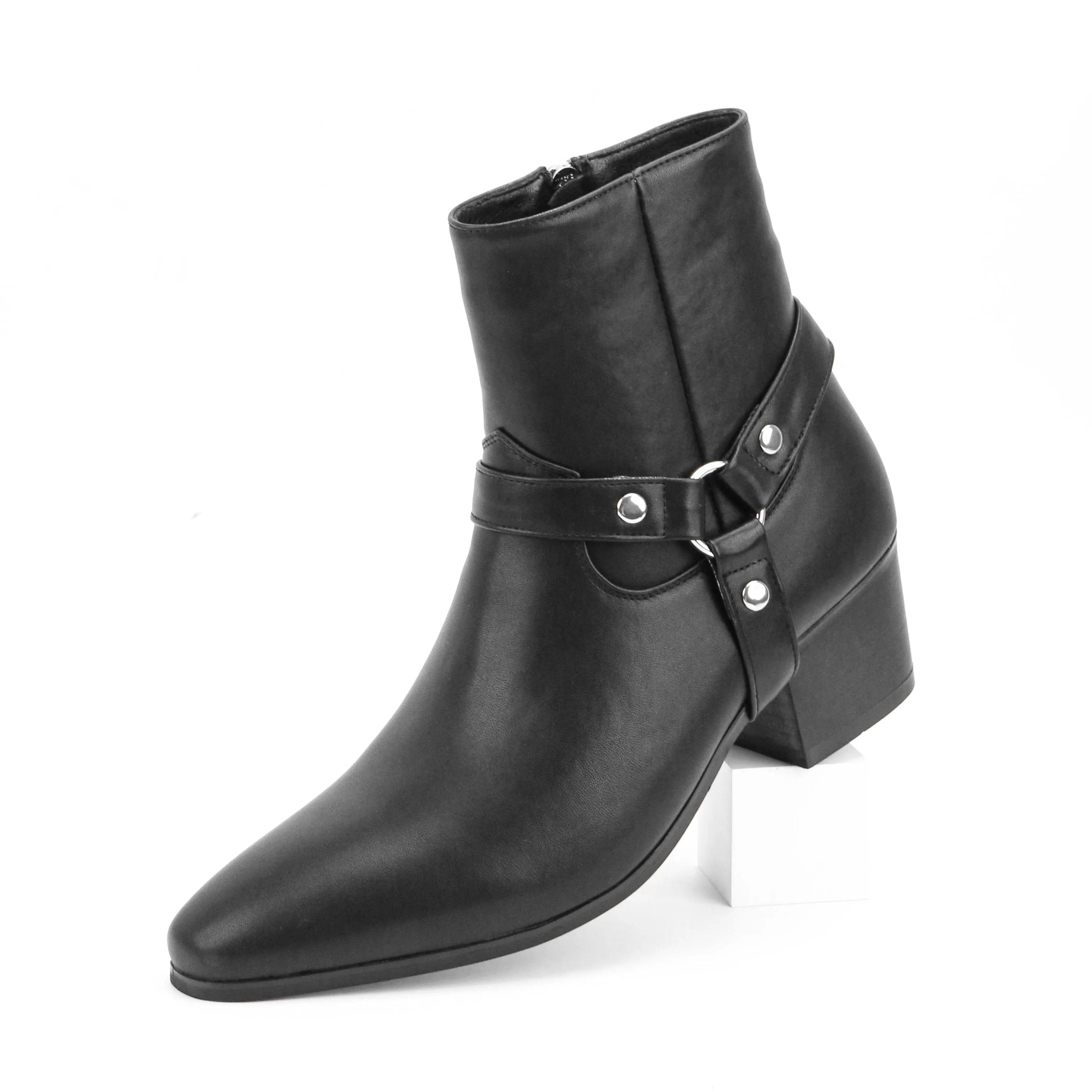 Bottes Chelsea à talons hauts pour hommes, double élastique
