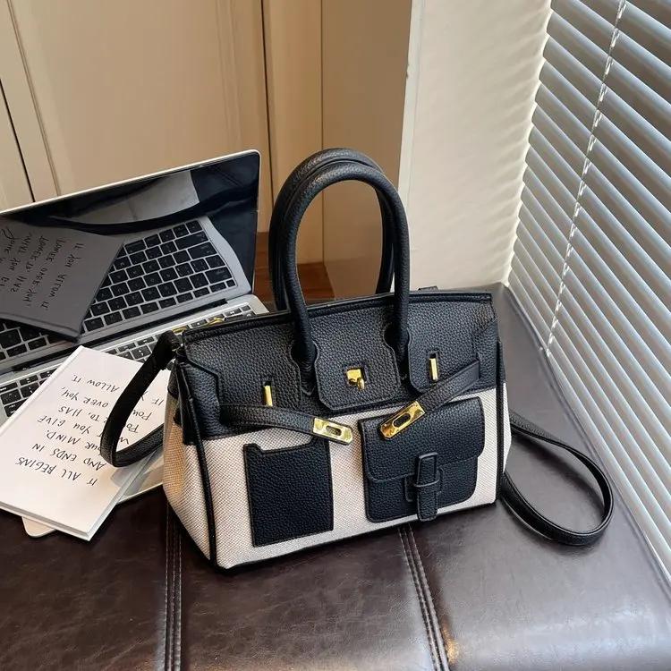 Sac fourre-tout de luxe texturé pour femme, nouvelle collection 2026, en cuir patchwork avec décorat
