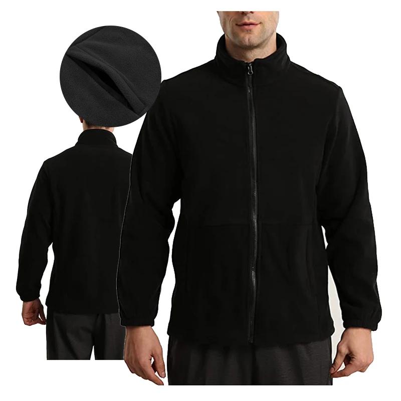 Veste polaire douce avec poches Manteau léger à fermeture éclair complète pour loisirs en plein air
