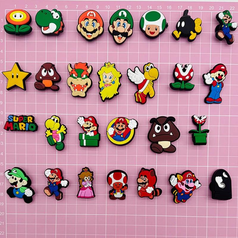 Breloques de chaussures en forme de figurines de dessins animés, accessoires mignons Superbros pour