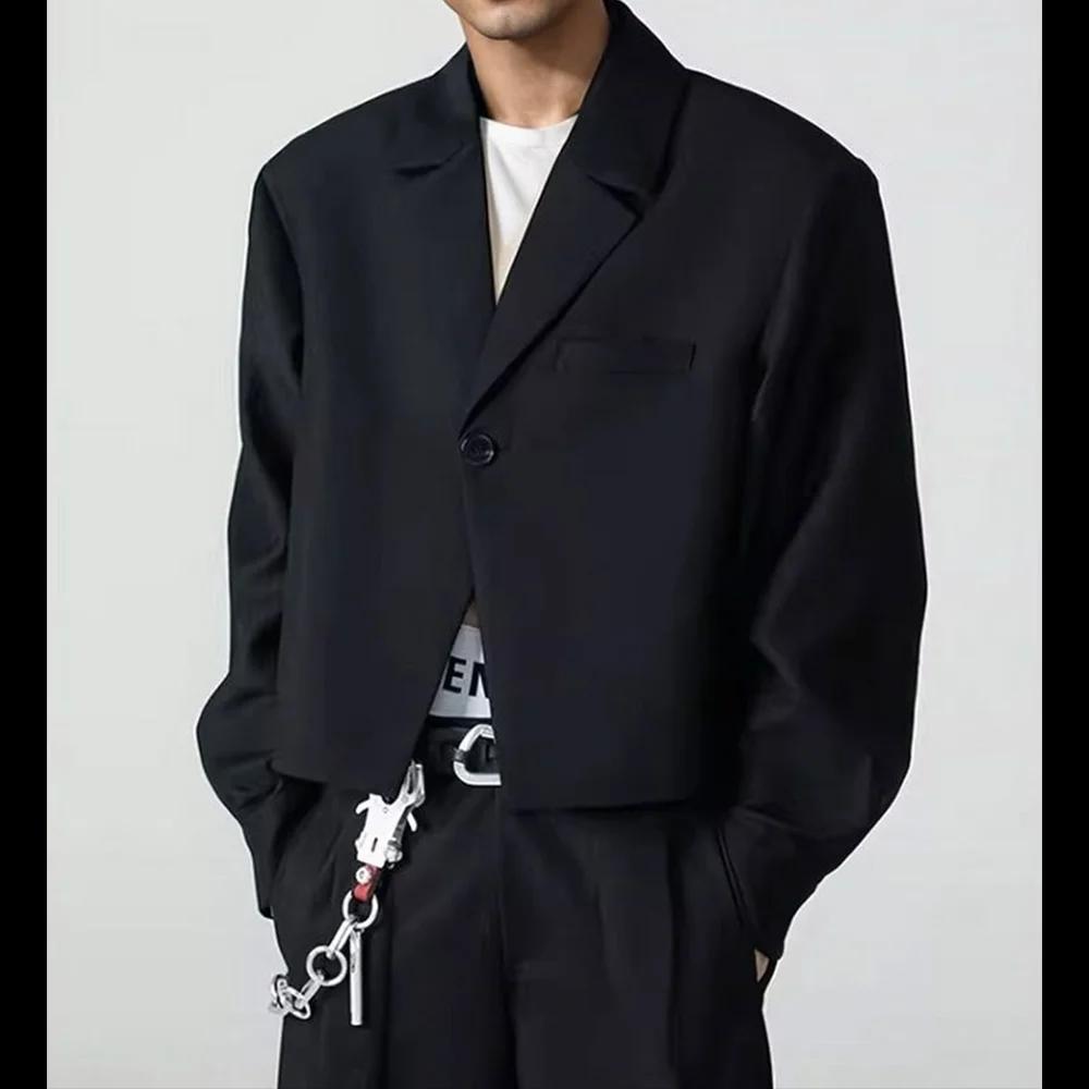 Costumes pour hommes 2 pièces veste pantalon noir simple boutonnage un bouton décontracté affaires S