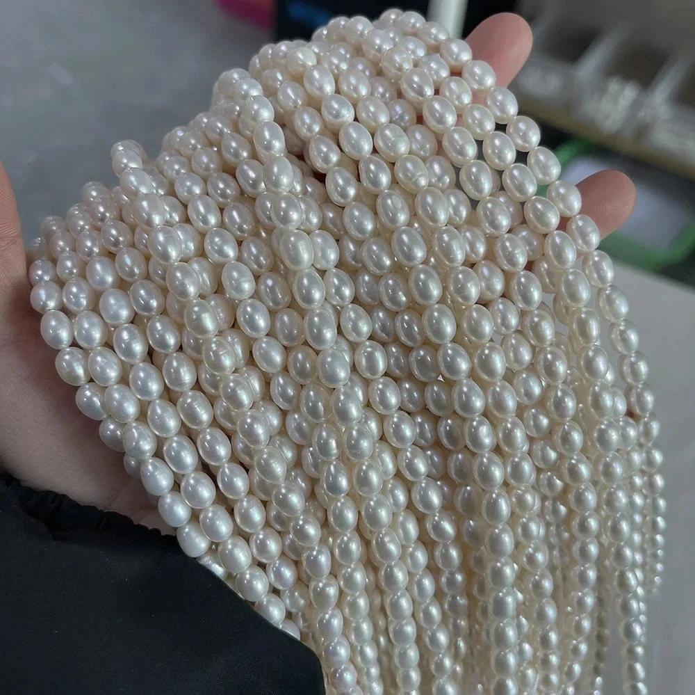 Perles d'eau douce naturelles presque rondes de haute qualité AAA, fournitures pour la fabrication d