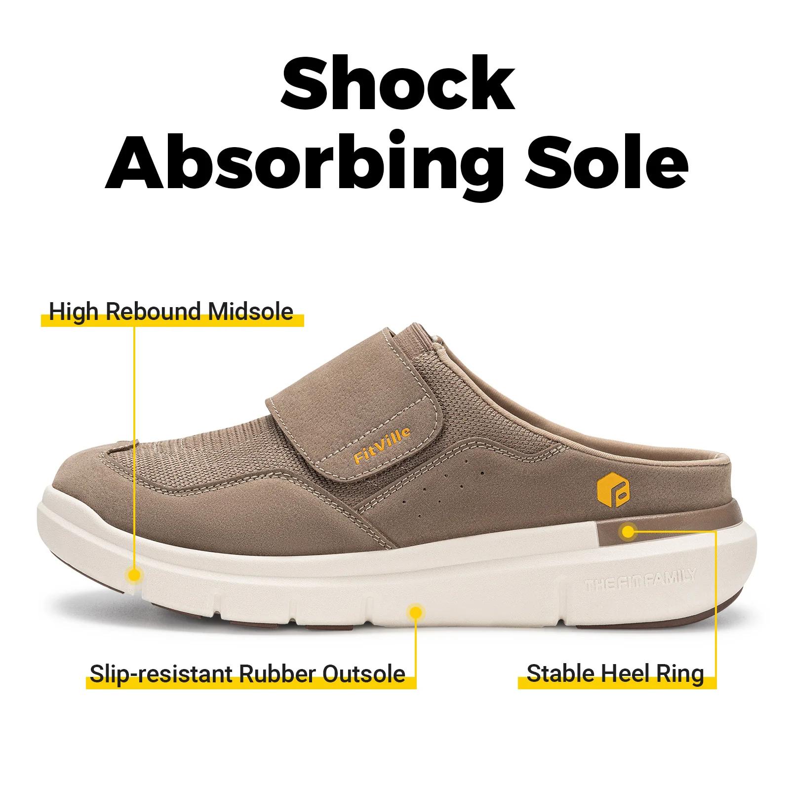 FitVille – Chaussons larges pour hommes avec soutien de la voûte plantaire, respirants, ajustables,