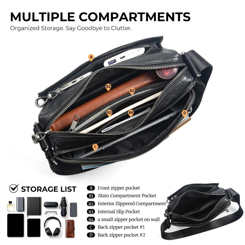 Sac à bandoulière unisexe décontracté en cuir véritable, tendance de la mode, sac messager original