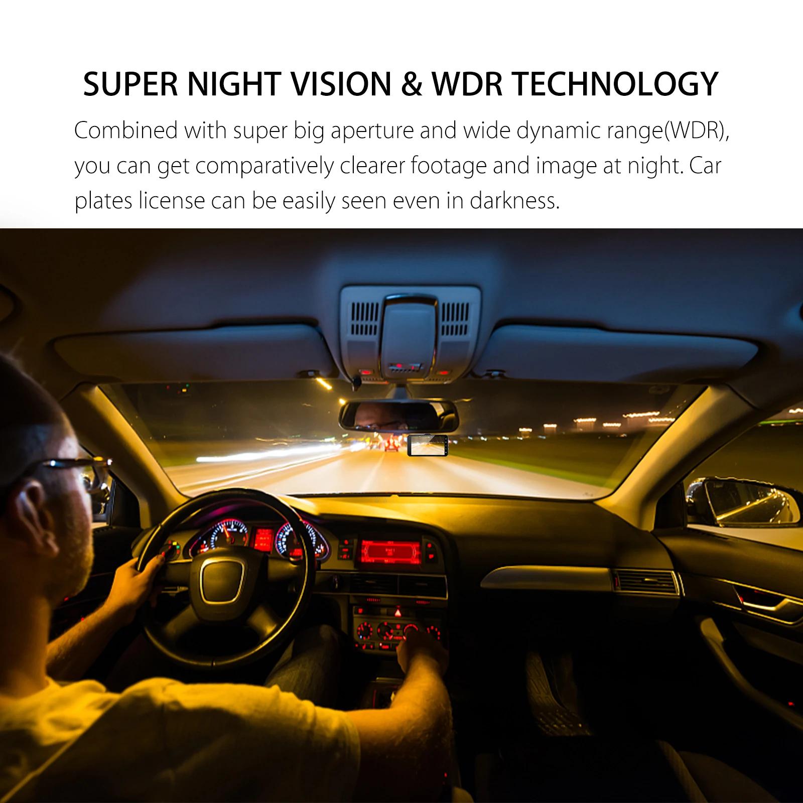 Dash Cam Caméra de tableau de bord avant et arrière, enregistreur vidéo de voiture, boîte noire, FUL