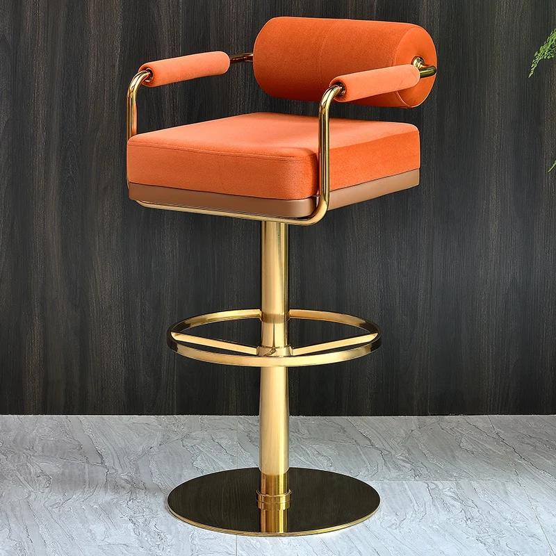 Tabourets de Bar de luxe modernes avec dossier et tabouret de Bar pivotant de comptoir de Base dorée