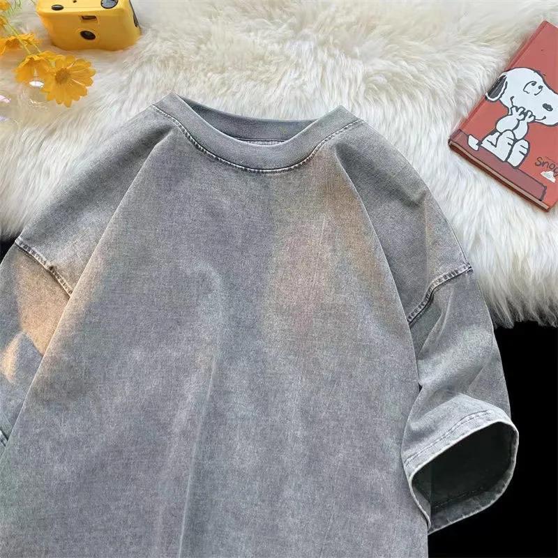 Qualité Surdimensionné Acide Lavé Y2K T-shirt hommes Vintage T-shirts Streetwear Lavage Minéral T-sh
