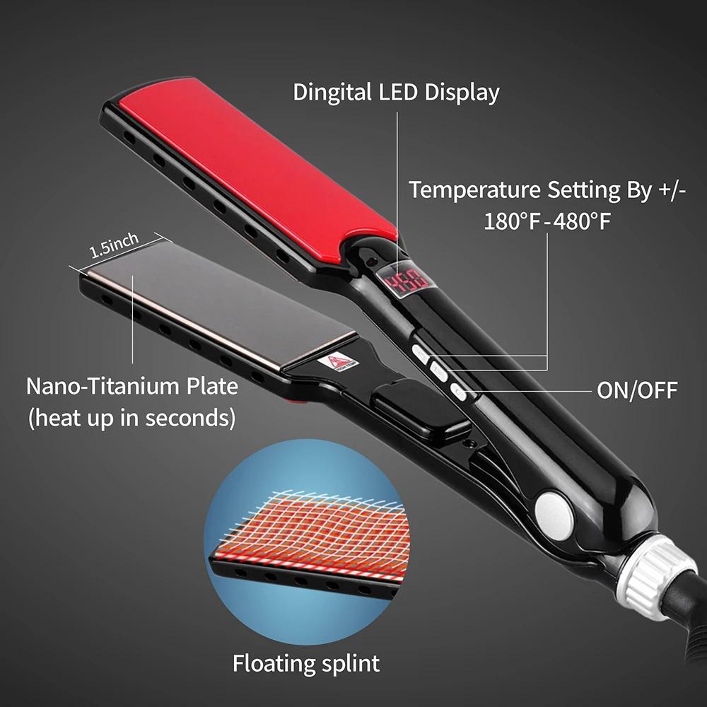 MCH-Fer pio en Titane 480F Haute Température 2 en 1, Lisseur de Cheveux, Bigoudi Professionnel, Plaq