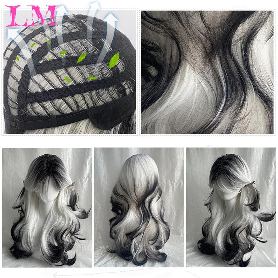 LM-Perruque Lolita Synthétique Longue et Droite avec Frange pour Fille, Mignonne Ombre, Rose, Blonde