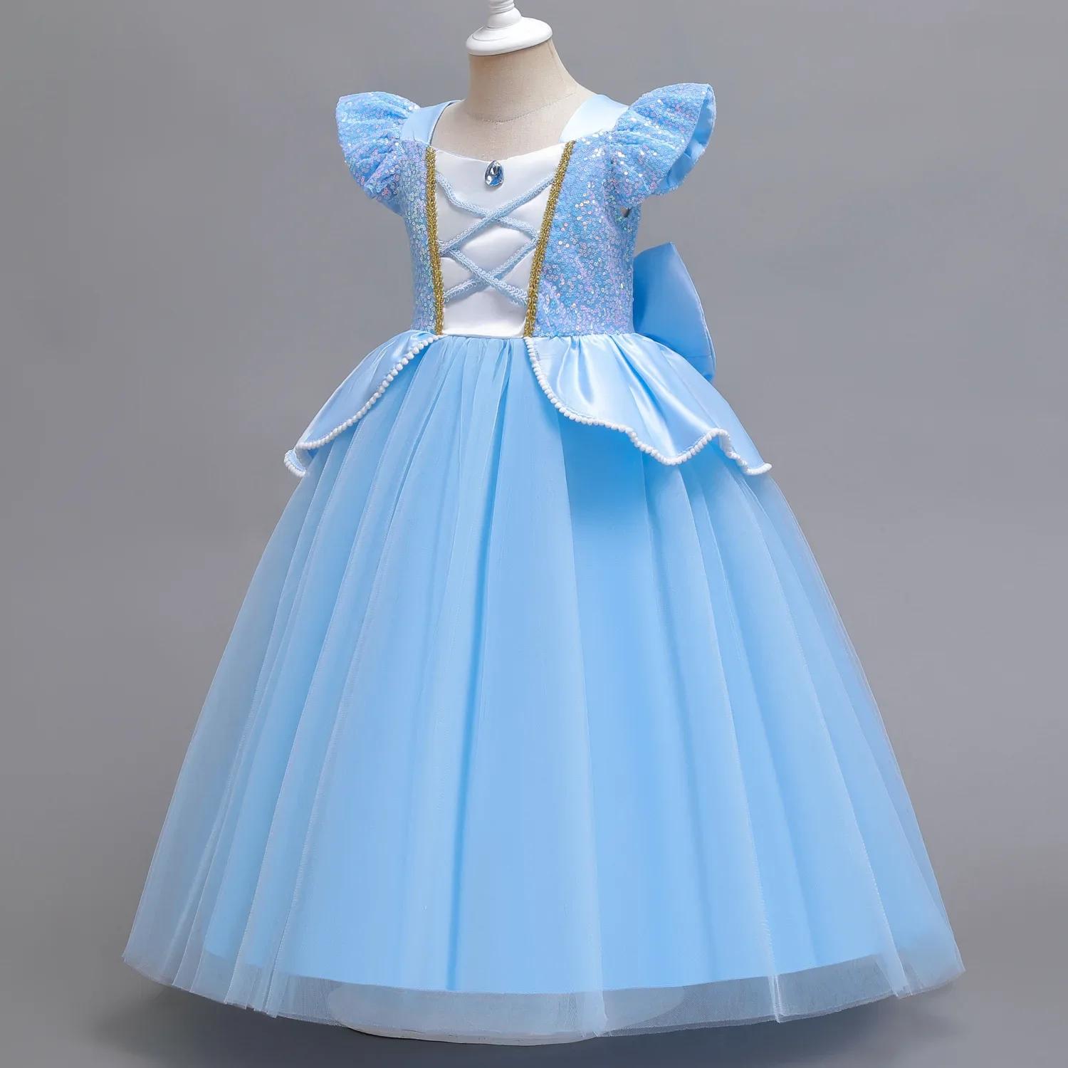 Disney Deluxe élégant cendrillon princesse robe de bal fantaisie anniversaire cendrillon robe de soi