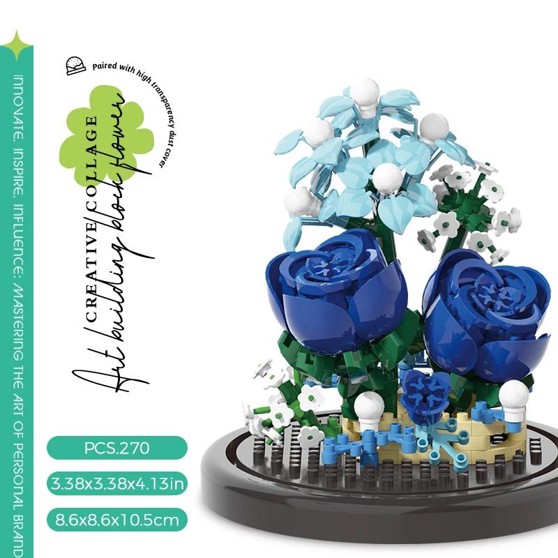 Bouquet de blocs de construction de micro-particules pour enfants, jouet de puzzle fait à la main, b