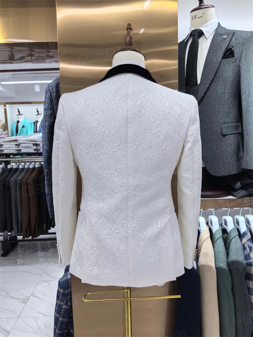 Mode Paisley hommes 3 pièces costume formel ensemble Blazer gilet pantalon mariage marié costumes me