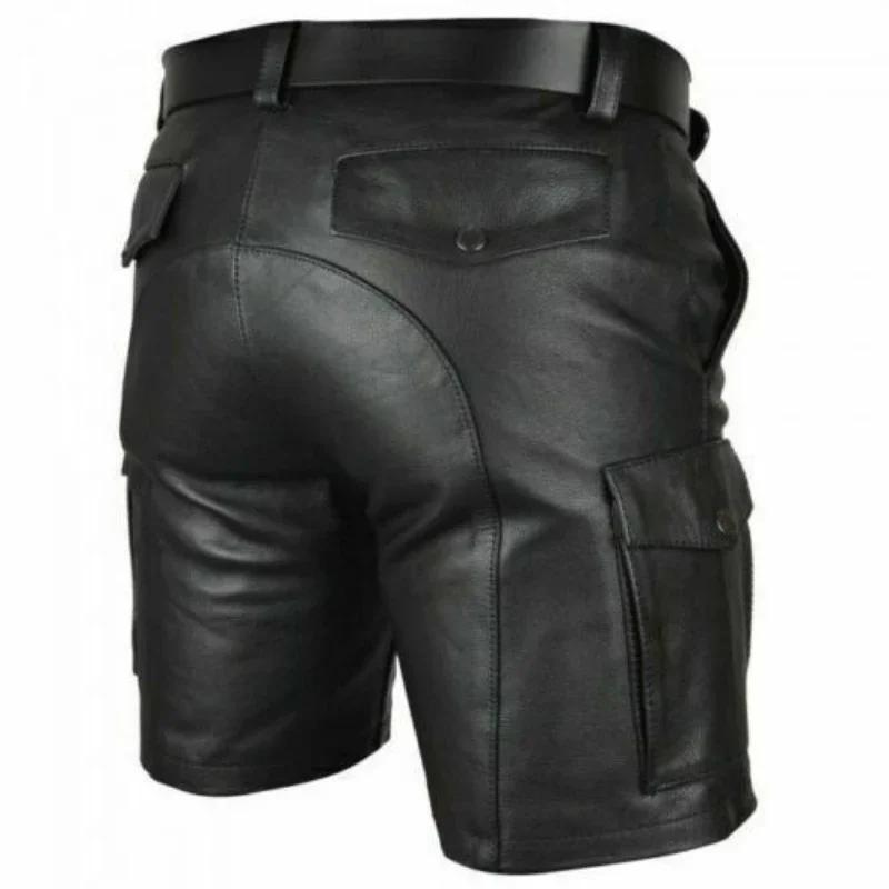 Short en Faux cuir PU pour hommes, Streetwear d'été tendance avec poches, tenue de discothèque, shor