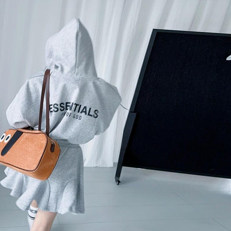 Ensemble de vêtements JK gris pour adolescentes, sweat-shirt à capuche avec lettres + jupe queue de