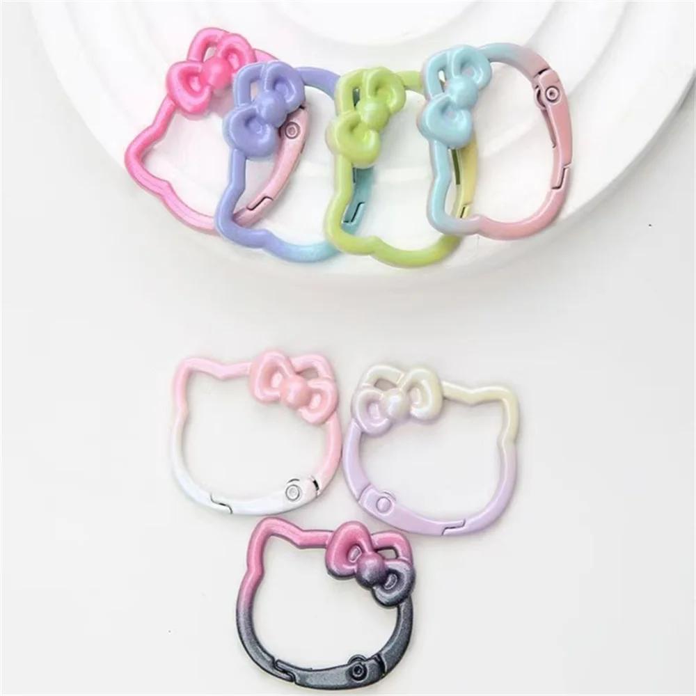 Sanrio Hello Kitty dégradé couleur printemps boucle anneau ouvert KT chat arc printemps anneau porte