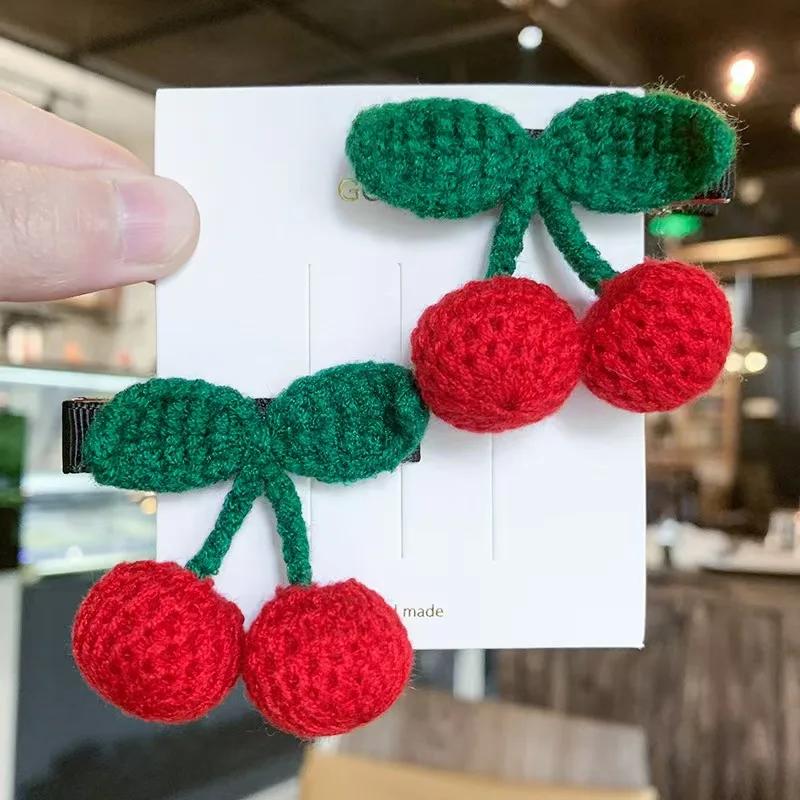 Pince à cheveux rouge populaire pour bébés filles, épingle à cheveux mignonne avec cordon latéral, v