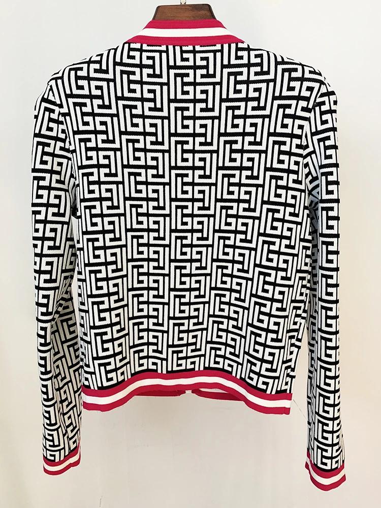 HIGH STREET Nouveauté Automne Hiver 2026 Veste de créateur pour femme en tricot jacquard monogramme