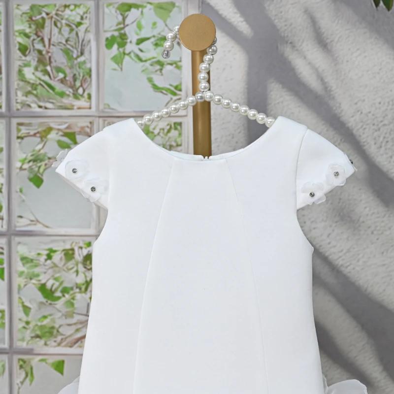 Robe Blanche pour Filles 2026, Nouvelle Robe de Princesse en Coton à Couches d'Air pour Enfants, Ten
