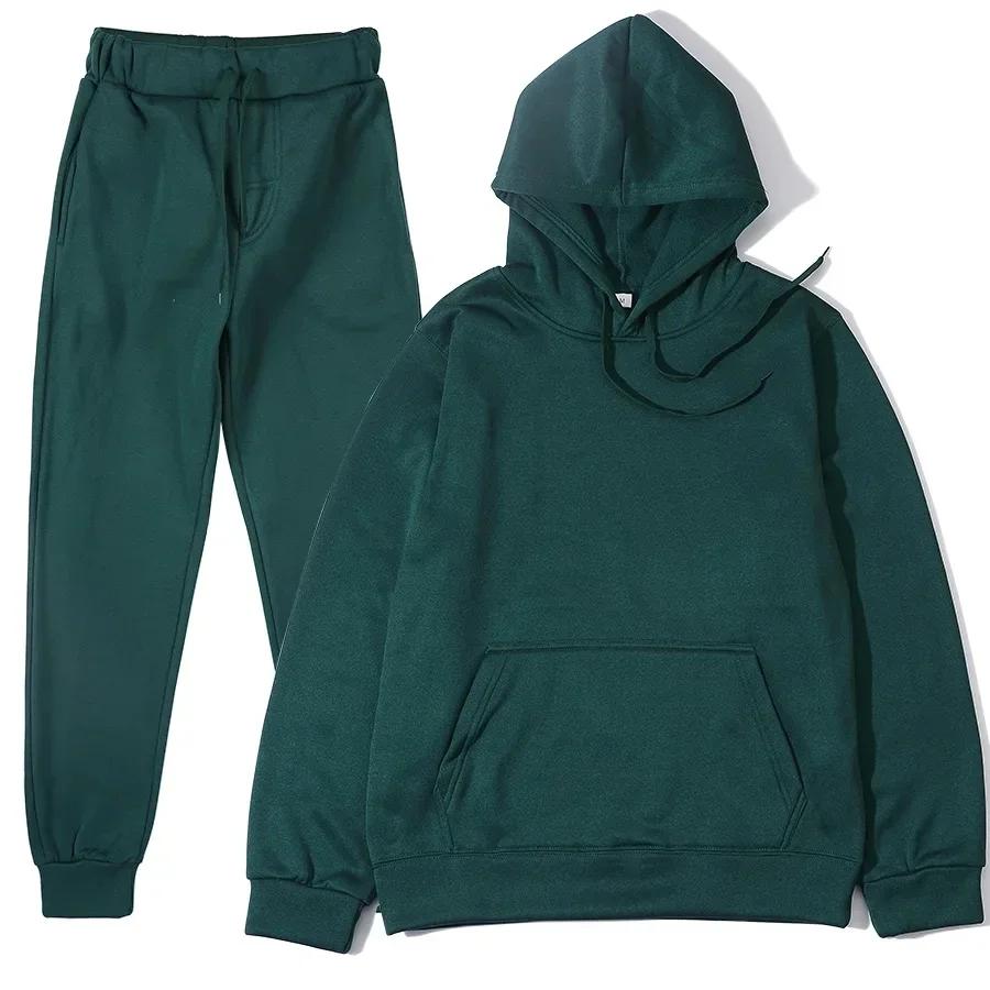 Combinaisons de sport pour hommes, survêtement à la mode, sweat à capuche + pantalon, ensemble deux