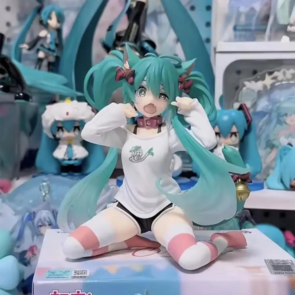 Hatsune Miku bureau figurine mignonne 11 cm Neko T-Shirt Ver. Figurine d'anime Kawaii fille modèle j