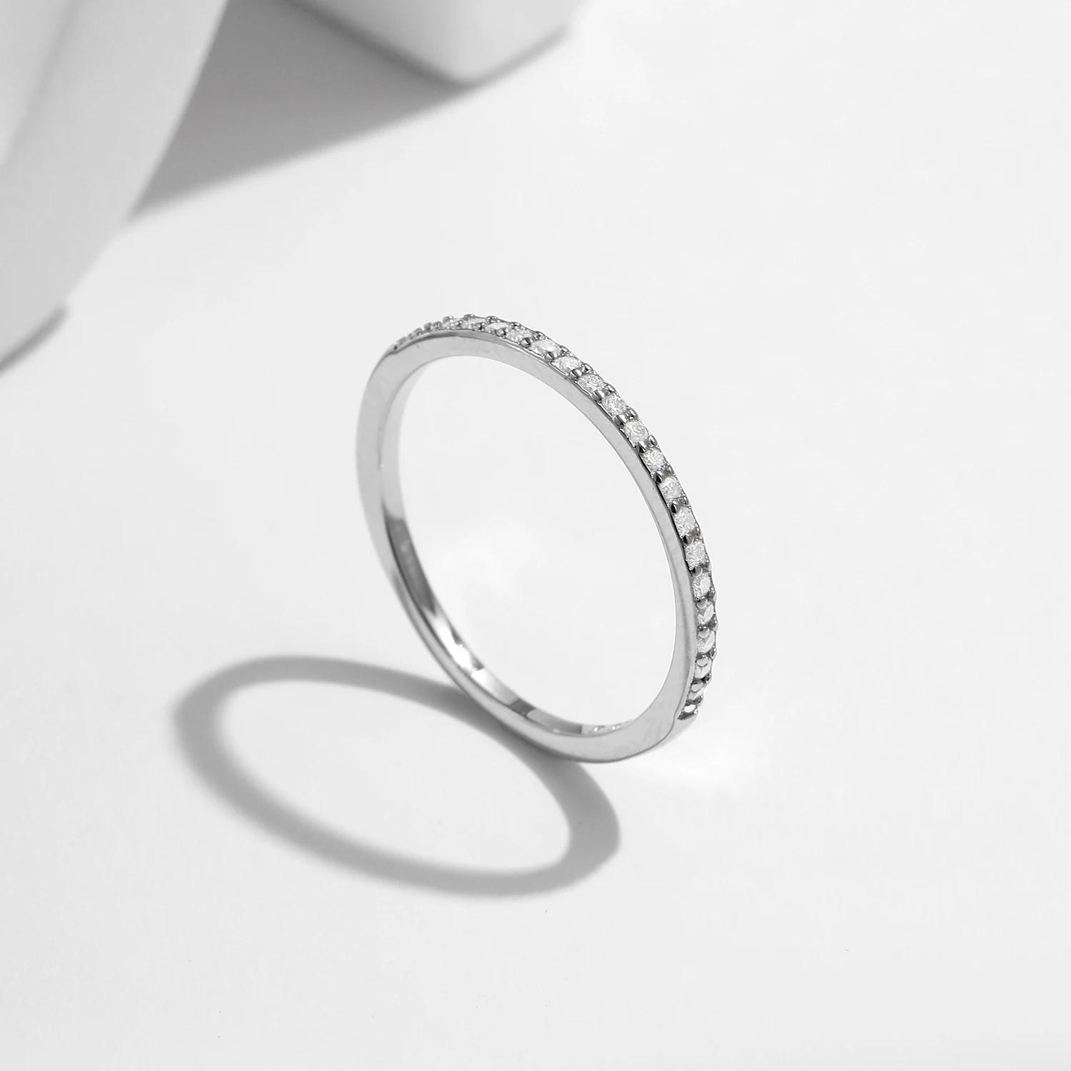 MODIAN Simple éternité Moissanite bague 925 en argent Sterling scintillant Simple mince anneaux de m
