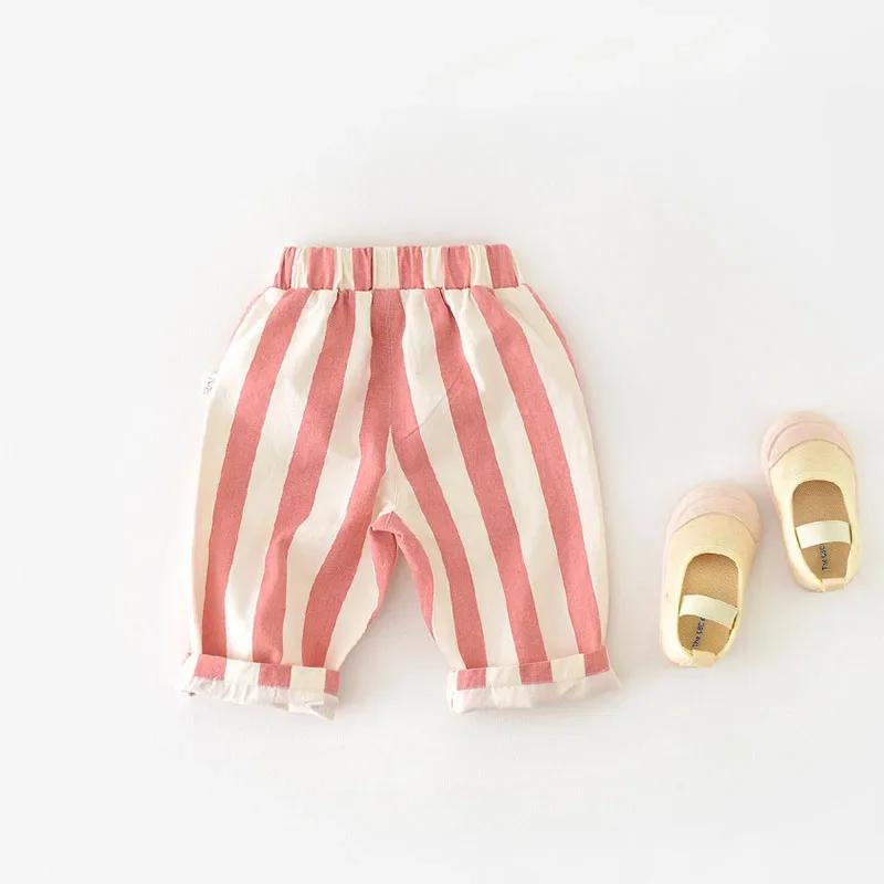 Automne nouveau garçon fille enfants lâche rayé pantalons décontractés bébé poches mode pantalon enf