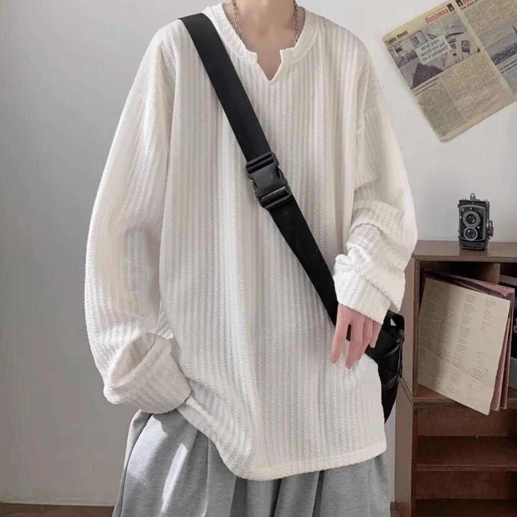 Automne nouveau coréen Streetwear T-shirt pour hommes marque de mode Hip Hop Baggy hauts décontracté