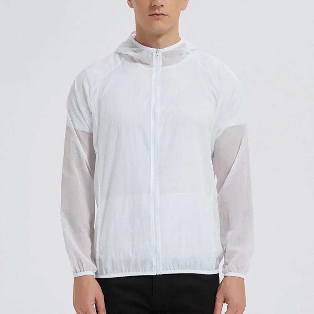 Vêtements de Protection solaire d'été pour hommes, léger et respirant, veste à capuche en soie glacé