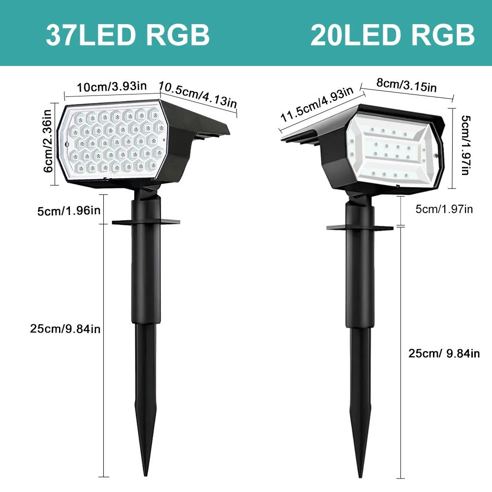 Projecteur solaire extérieur RVB, 37 LED, 20LED, spot de paysage, 62 appliques murales, étanche, cha
